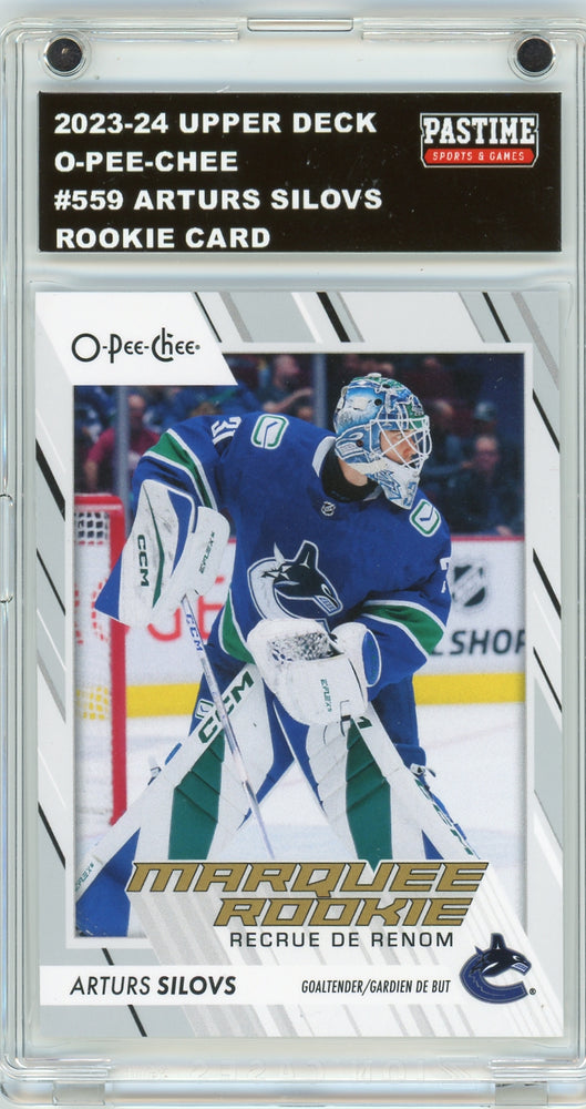 Arturs Silovs #559 2023/24 Upper Deck O-Pee-Chee Hockey Rookie Card Encased in Magpro - Pastime Sports & Games