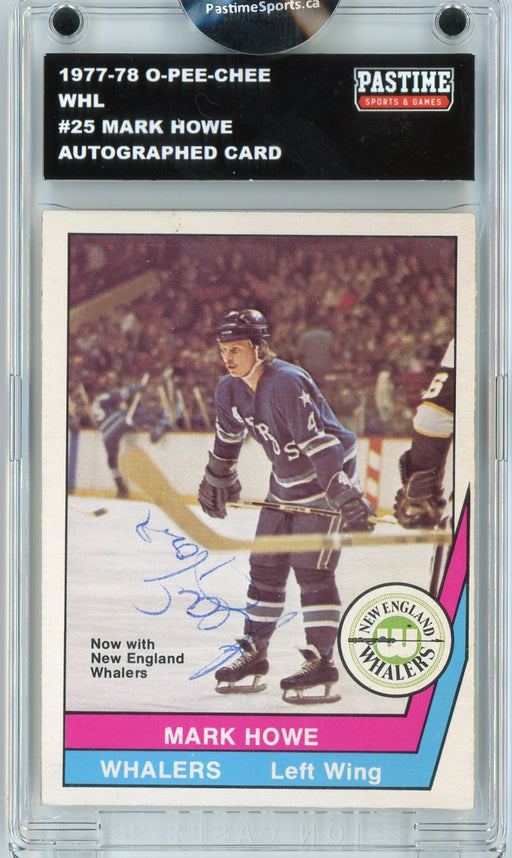 Mark Howe #25 1977/78 O-Pee-Chee WHL Hockey Autographed Card Encased in Magpro - Pastime Sports & Games