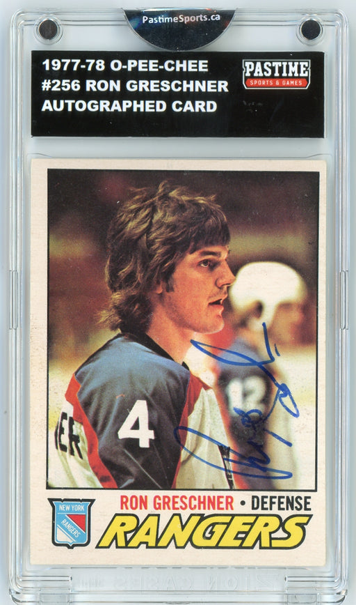 Ron Greschner #256 1977/78 O-Pee-Chee Hockey Autographed Card Encased in Magpro - Pastime Sports & Games