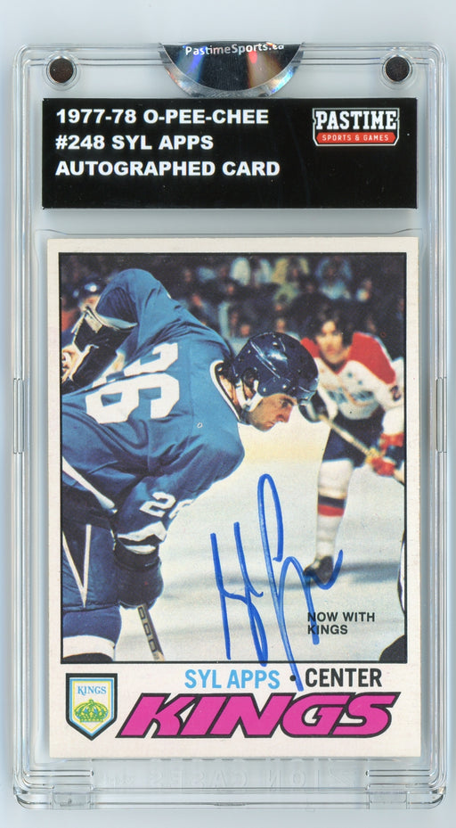 Syl Apps #248 1977/78 O-Pee-Chee Hockey Autographed Card Encased in Magpro - Pastime Sports & Games