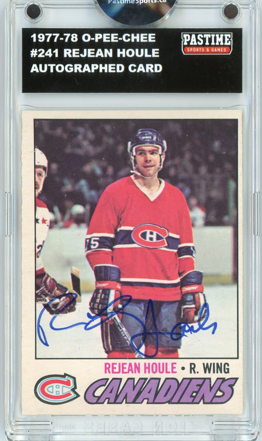 Rejean Houle #241 1977/78 O-Pee-Chee Hockey Autographed Card Encased in Magpro - Pastime Sports & Games