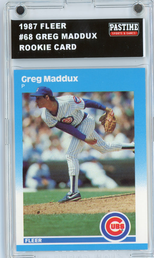 Greg Maddux #U-68 1987 Fleer Baseball Autographed Card Encased in Magpro - Pastime Sports & Games