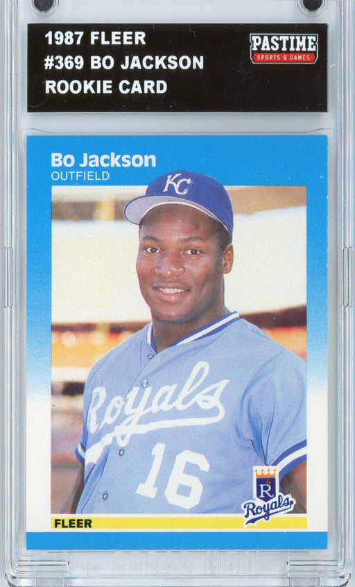 Bo Jackson #369 1987 Fleer Baseball Autographed Card Encased in Magpro - Pastime Sports & Games