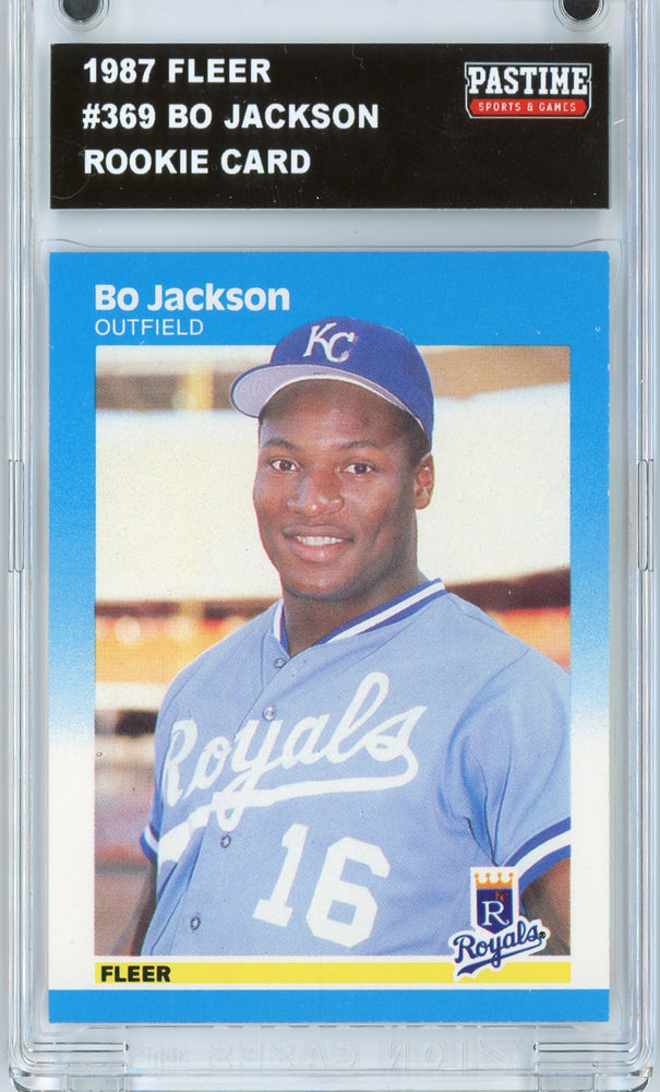 Bo Jackson #369 1987 Fleer Baseball Autographed Card Encased in Magpro - Pastime Sports & Games
