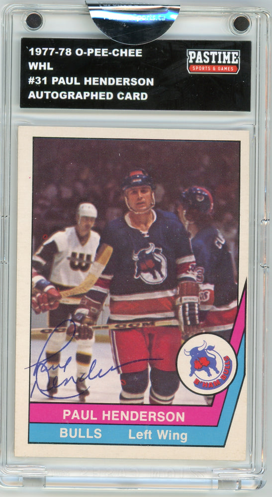 Paul Henderson #31 1977/78 O-Pee-Chee WHL Hockey Autographed Card in Magpro - Pastime Sports & Games