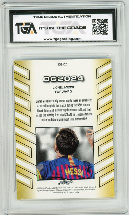 Lionel Messi #OG-05 2024 Leaf Multi-Sport Special Release Graded TGA 10 Gem Mint - Pastime Sports & Games