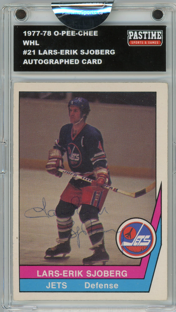 Lars-Erik Sjoberg #21 1977/78 O-Pee-Chee WHL Hockey Autographed Card in Magpro - Pastime Sports & Games