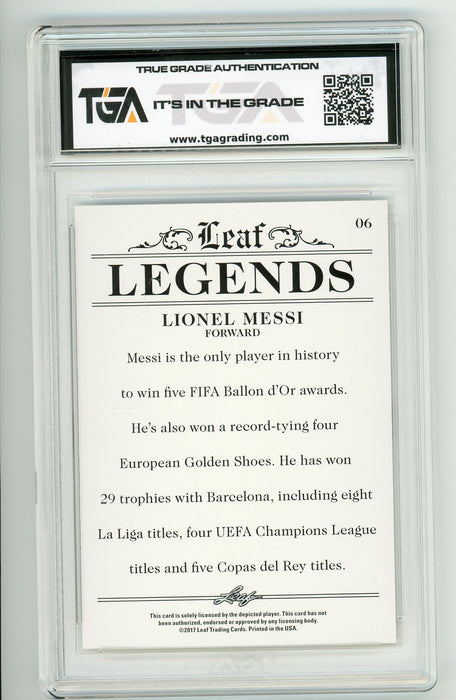 Lionel Messi #06 2017 Leaf Multi-Sport Legends Graded TGA 10 Gem Mint - Pastime Sports & Games
