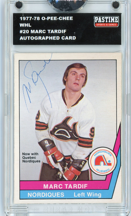 Marc Tardif #20 1977/78 O-Pee-Chee WHL Hockey Autographed Card Encased in Magpro - Pastime Sports & Games