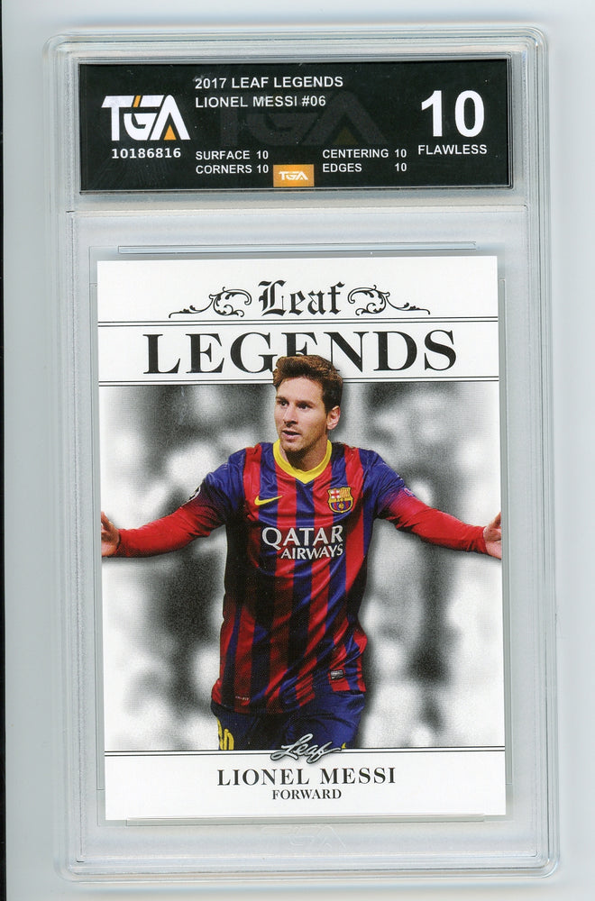 Lionel Messi #06 2017 Leaf Multi-Sport Legends Graded TGA 10 Flawless Black Label - Pastime Sports & Games
