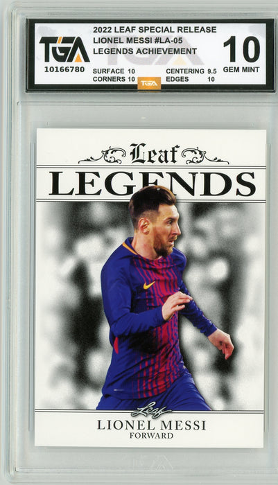 Lionel Messi #LA-05 2022 Leaf Special Release Legends Graded TGA 10 Gem Mint - Pastime Sports & Games