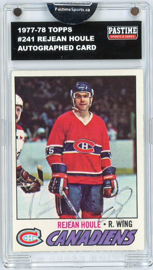 Rejean Houle #241 1977/78 Topps Hockey Autographed Card Encased in Magpro - Pastime Sports & Games