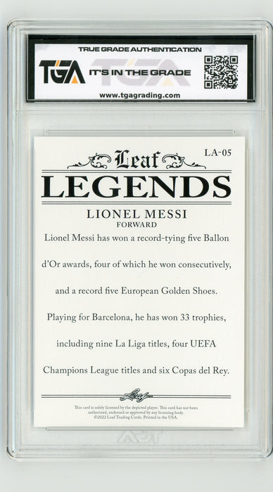 Lionel Messi #LA-05 2022 Leaf Special Release Legends Graded TGA 10 Gem Mint - Pastime Sports & Games