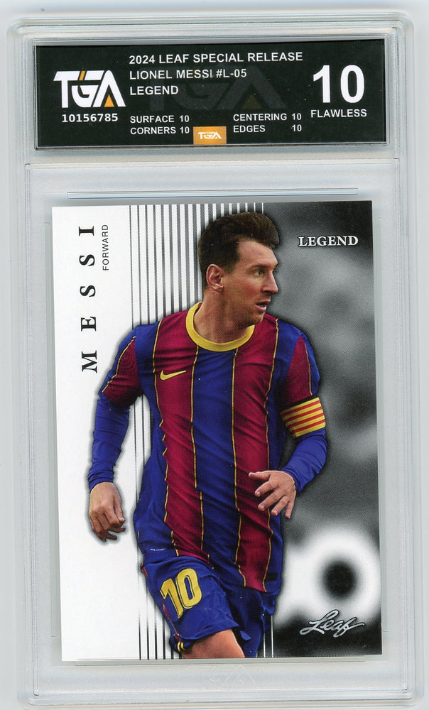 Lionel Messi #16 2024 Leaf Special Release Prized Legend Graded TGA 10 Gem Mint - Pastime Sports & Games