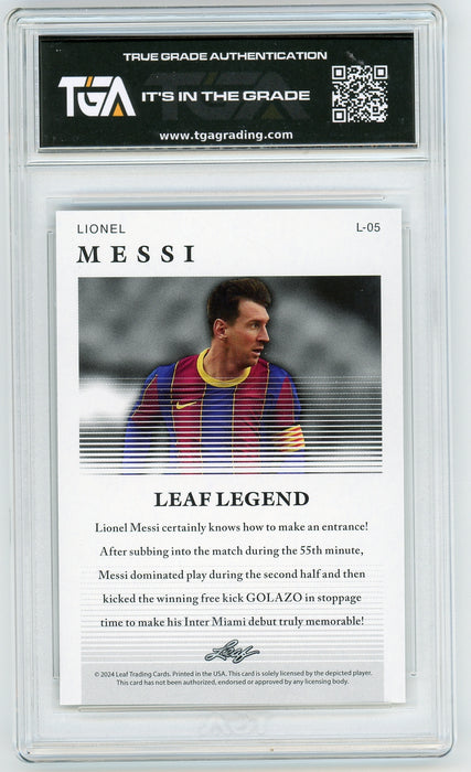 Lionel Messi #16 2024 Leaf Special Release Prized Legend Graded TGA 10 Gem Mint - Pastime Sports & Games
