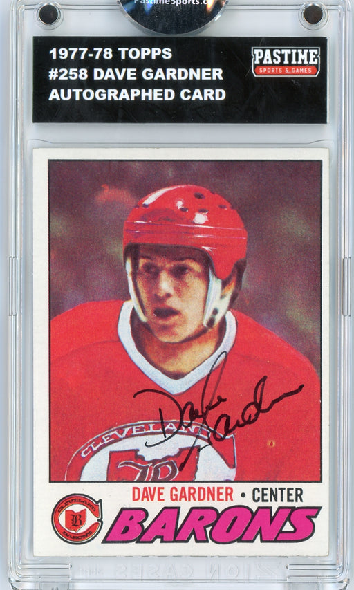Dave Gardner #258 1977/78 Topps Hockey Autographed Card Encased in Magpro - Pastime Sports & Games