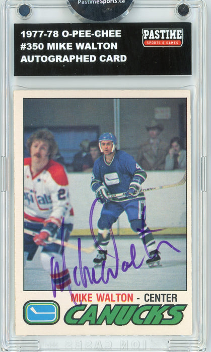 Mike Walton #350 1977/78 O-Pee-Chee Hockey Autographed Card Encased in Magpro
