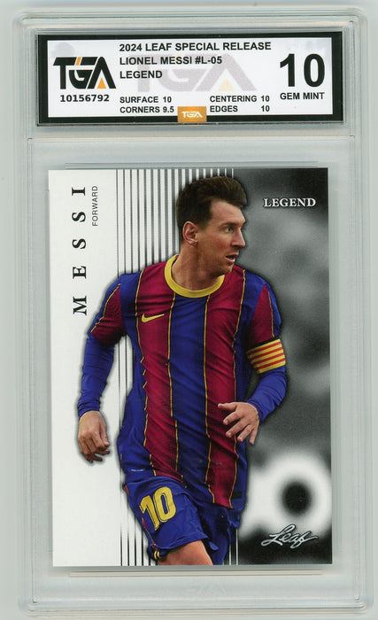 Lionel Messi #L-05 2024 Leaf Special Release Legend Graded TGA 10 Gem Mint - Pastime Sports & Games
