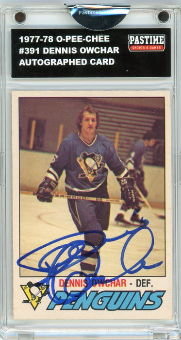 Dennis Owchar #391 1977/78 O-Pee-Chee Hockey Autographed Card Encased in Magpro