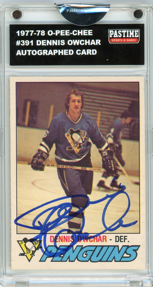 Dennis Owchar #391 1977/78 O-Pee-Chee Hockey Autographed Card Encased in Magpro