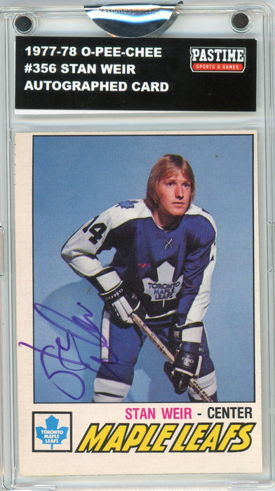 Stan Weir #356 1977/78 O-Pee-Chee Hockey Autographed Card Encased in Magpro