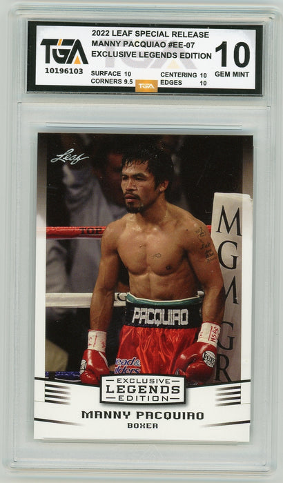 Manny Pacquiao #EE-07 2022 Leaf Special Release Exclusive Edition Graded Card TGA 10 Gem Mint - Pastime Sports & Games