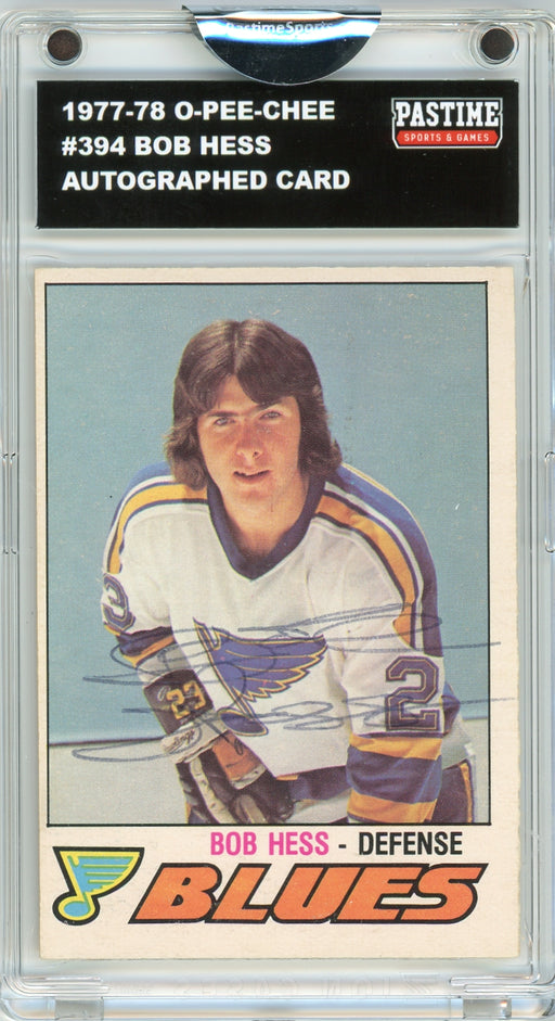 Bob Hess #394 1977/78 O-Pee-Chee Hockey Autographed Card Encased in Magpro