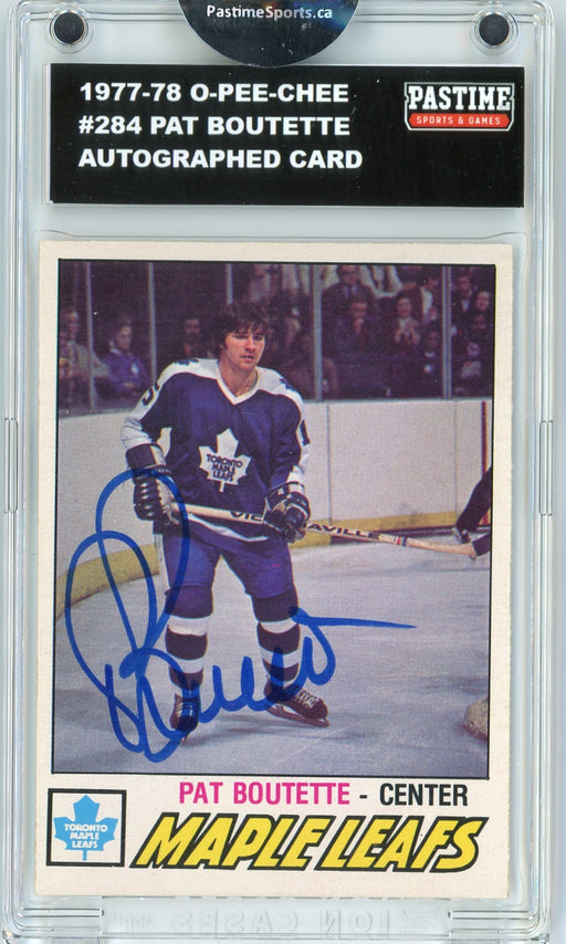Pat Boutette #284 1977/78 O-Pee-Chee Hockey Autographed Card Encased in Magpro
