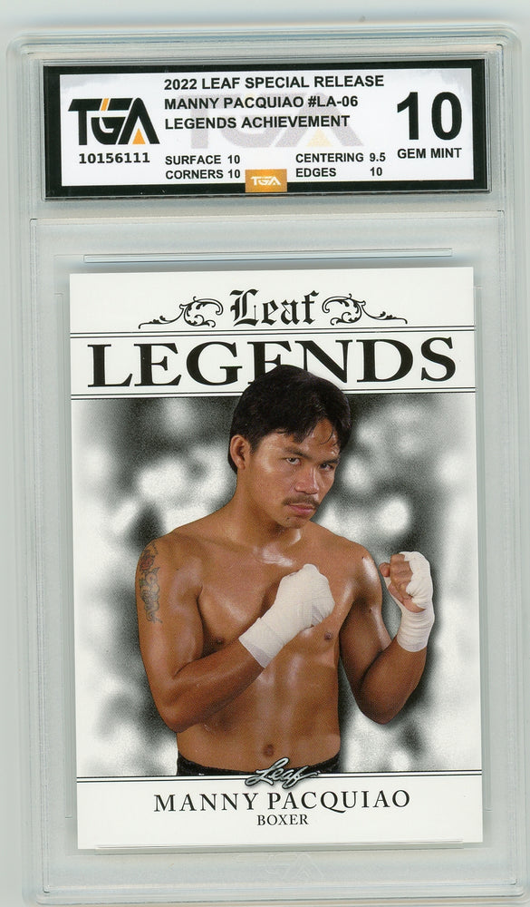 Manny Pacquiao #LA-06 2022 Leaf Special Release Legends Achievement Graded Card TGA 10 Gem Mint - Pastime Sports & Games