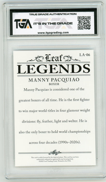 Manny Pacquiao #LA-06 2022 Leaf Special Release Legends Achievement Graded Card TGA 10 Gem Mint - Pastime Sports & Games