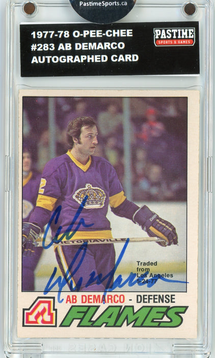 Ab Demarco #283 1977/78 O-Pee-Chee Hockey Autographed Card Encased in Magpro