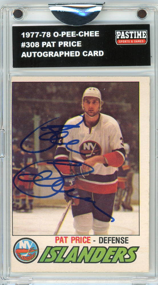 Pat Price #308 1977/78 O-Pee-Chee Hockey Autographed Card Encased in Magpro