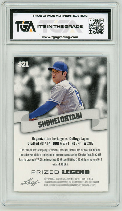 Shohei Ohtani #21 2023 Leaf Special Release Prized Legend Graded Card TGA 10 Gem Mint - Pastime Sports & Games