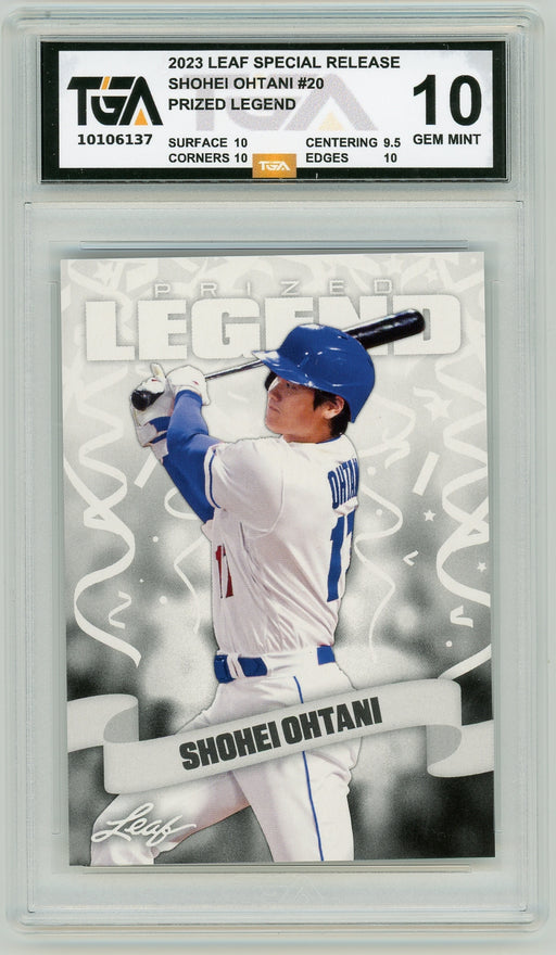 Shohei Ohtani #20 2023 Leaf Special Release Prized Legend Graded Card TGA 10 Gem Mint - Pastime Sports & Games
