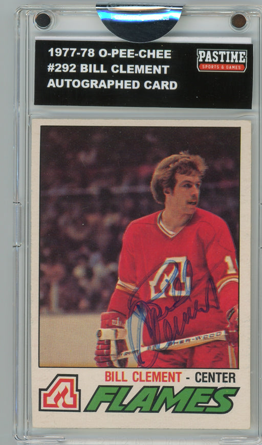 Bill Clement #292 1977/78 O-Pee-Chee Hockey Autographed Card Encased in Magpro