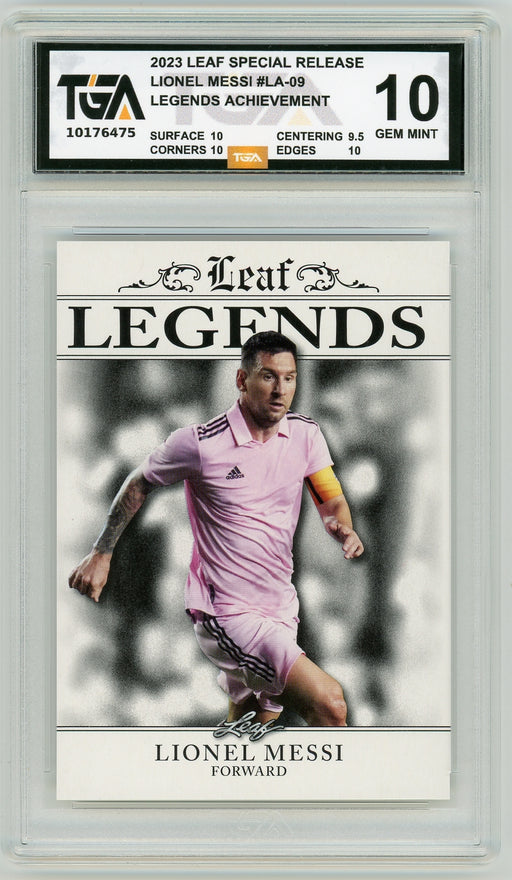 Lionel Messi #LA-09 2023 Leaf Special Release Legends Achievement Graded Card TGA 10 Gem Mint - Pastime Sports & Games