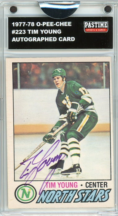 Tim Young #223 1977/78 O-Pee-Chee Hockey Autographed Card Encased in Magpro