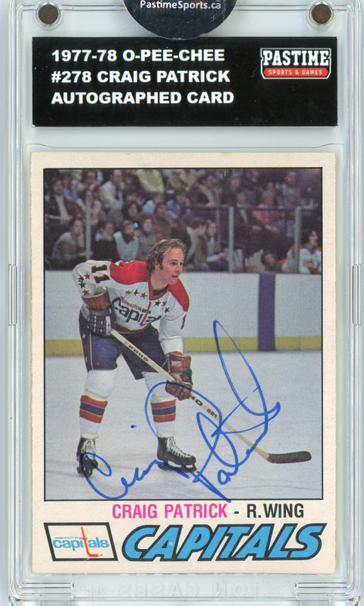 Craig Patrick #278 1977/78 O-Pee-Chee Hockey Autographed Card Encased in Magpro - Pastime Sports & Games