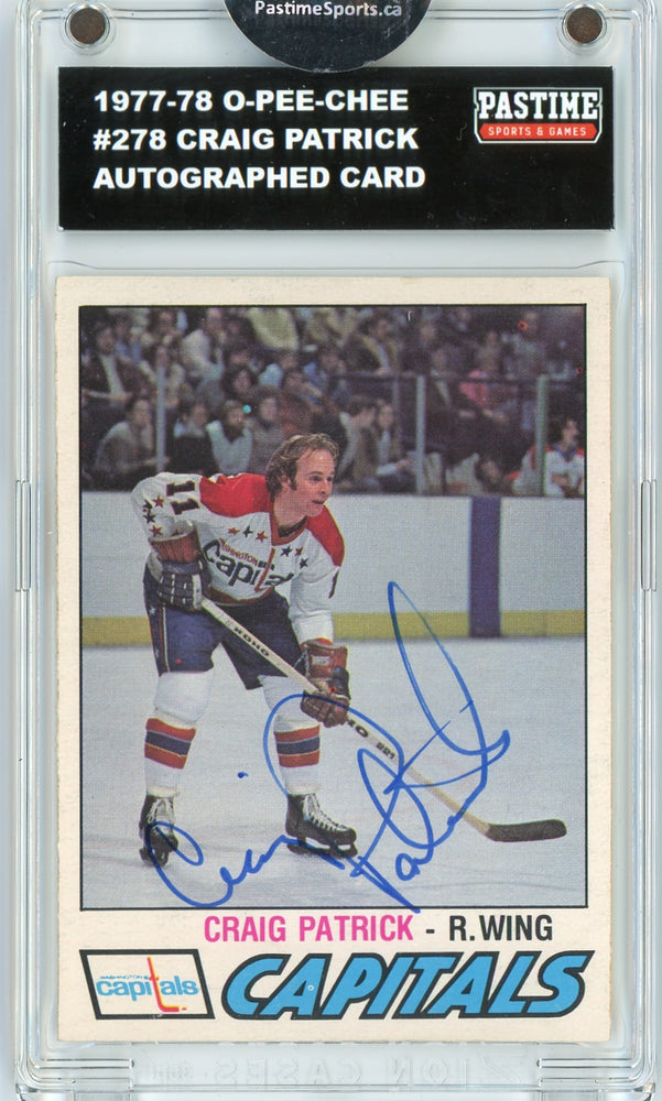 Craig Patrick #278 1977/78 O-Pee-Chee Hockey Autographed Card Encased in Magpro - Pastime Sports & Games