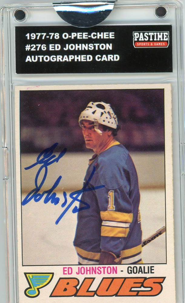 Ed Johnson #276 1977/78 O-Pee-Chee Hockey Autographed Card Encased in Magpro