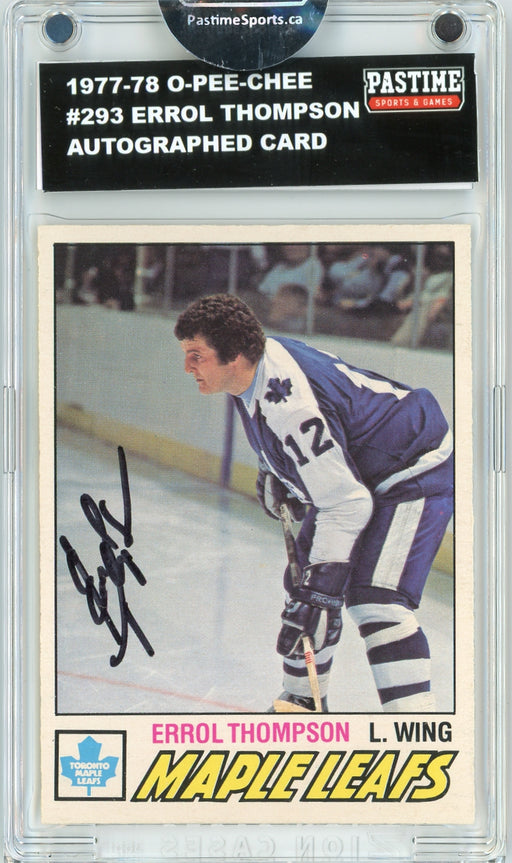 Errol Thompson #293 1977/78 O-Pee-Chee Hockey Autographed Card Encased in Magpro - Pastime Sports & Games