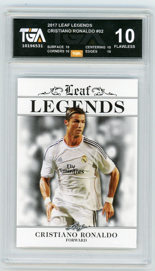 Cristiano Ronaldo #02 2017 Leaf Legend Special Release TGA 10 Flawless Black Label Graded Card - Pastime Sports & Games