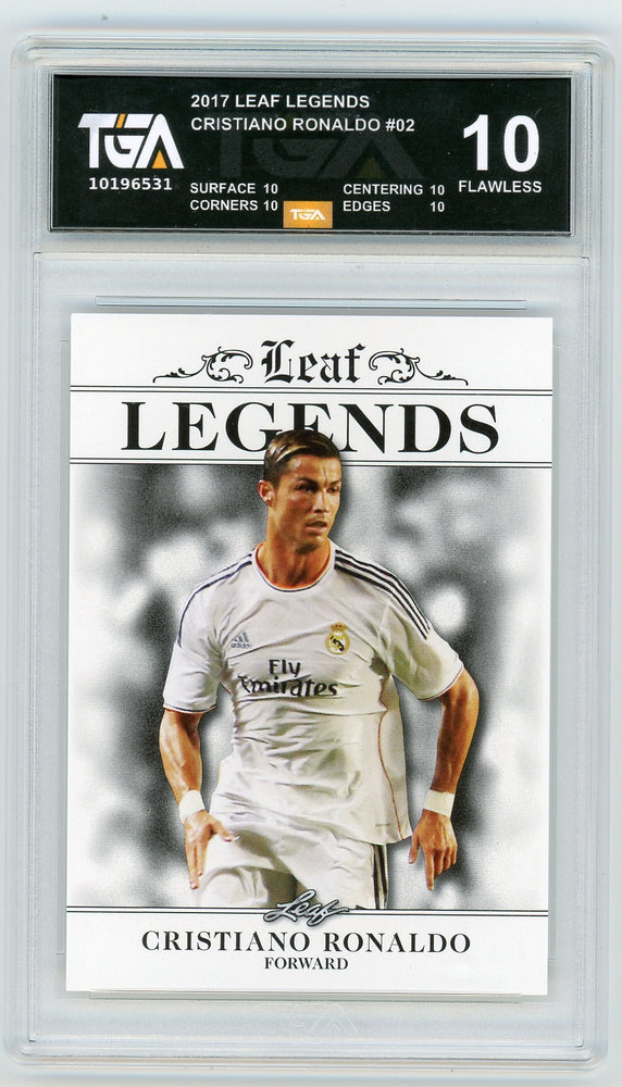 Cristiano Ronaldo #02 2017 Leaf Legend Special Release TGA 10 Flawless Black Label Graded Card - Pastime Sports & Games