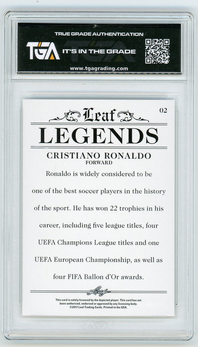 Cristiano Ronaldo #02 2017 Leaf Legend Special Release TGA 10 Flawless Black Label Graded Card - Pastime Sports & Games