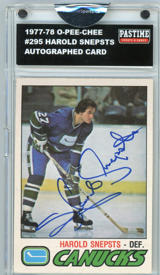 Harold Snepsts #295 1977/78 O-Pee-Chee Hockey Autographed Card Encased in Magpro - Pastime Sports & Games