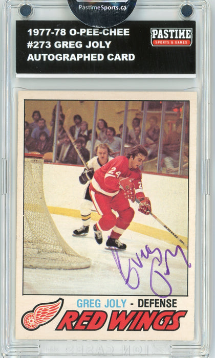 Greg Joly #273 1977/78 O-Pee-Chee Hockey Autographed Card Encased in Magpro - Pastime Sports & Games