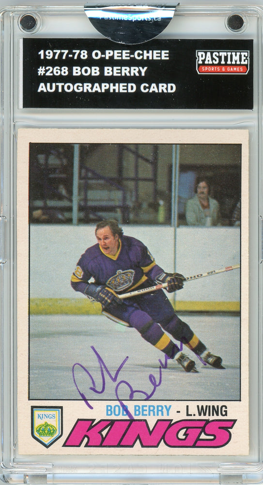 Bob Berry #268 1977/78 O-Pee-Chee Hockey Autographed Card Encased in Magpro - Pastime Sports & Games