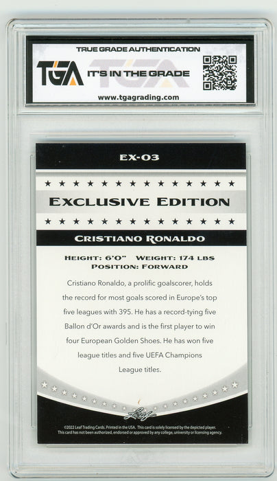 Cristiano Ronaldo #EX-03 2022 Leaf Special Release Exclusive Edition TGA 10 Gem Mint Graded Card - Pastime Sports & Games