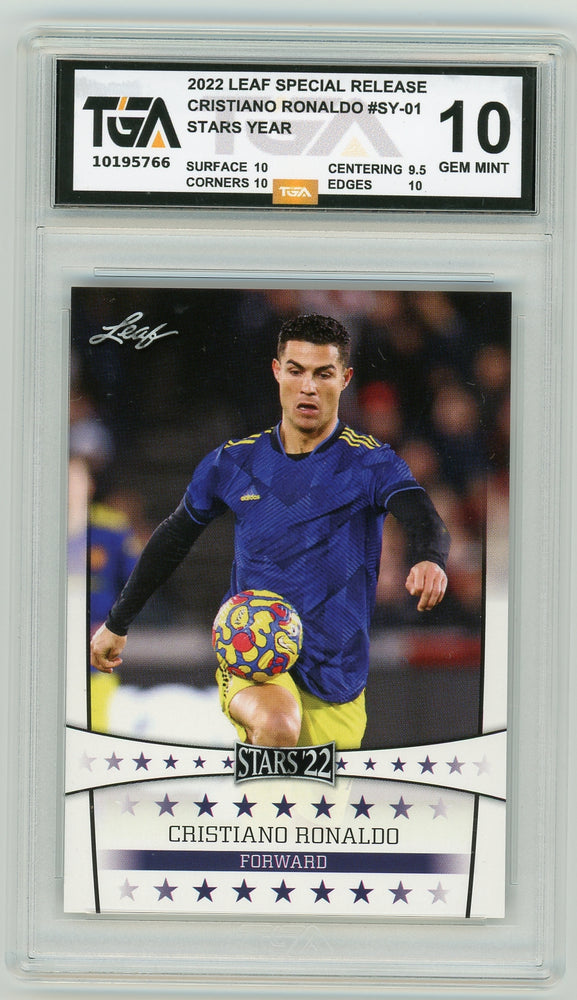Cristiano Ronaldo #SY-01 2022 Leaf Special Release Stars Year TGA 10 Gem Mint Graded Card - Pastime Sports & Games