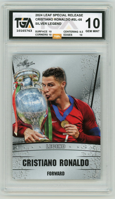 Cristiano Ronaldo #SL-08 2024 Leaf Special Release Silver Legend TGA 10 Gem Mint Graded Card - Pastime Sports & Games